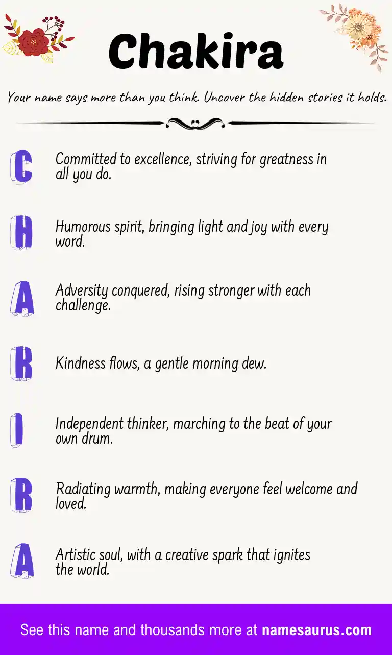 Acrostic poem about Chakira.