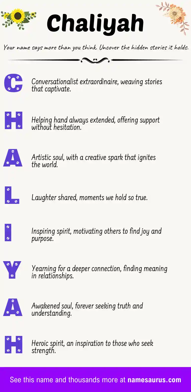 Acrostic poem about Chaliyah.