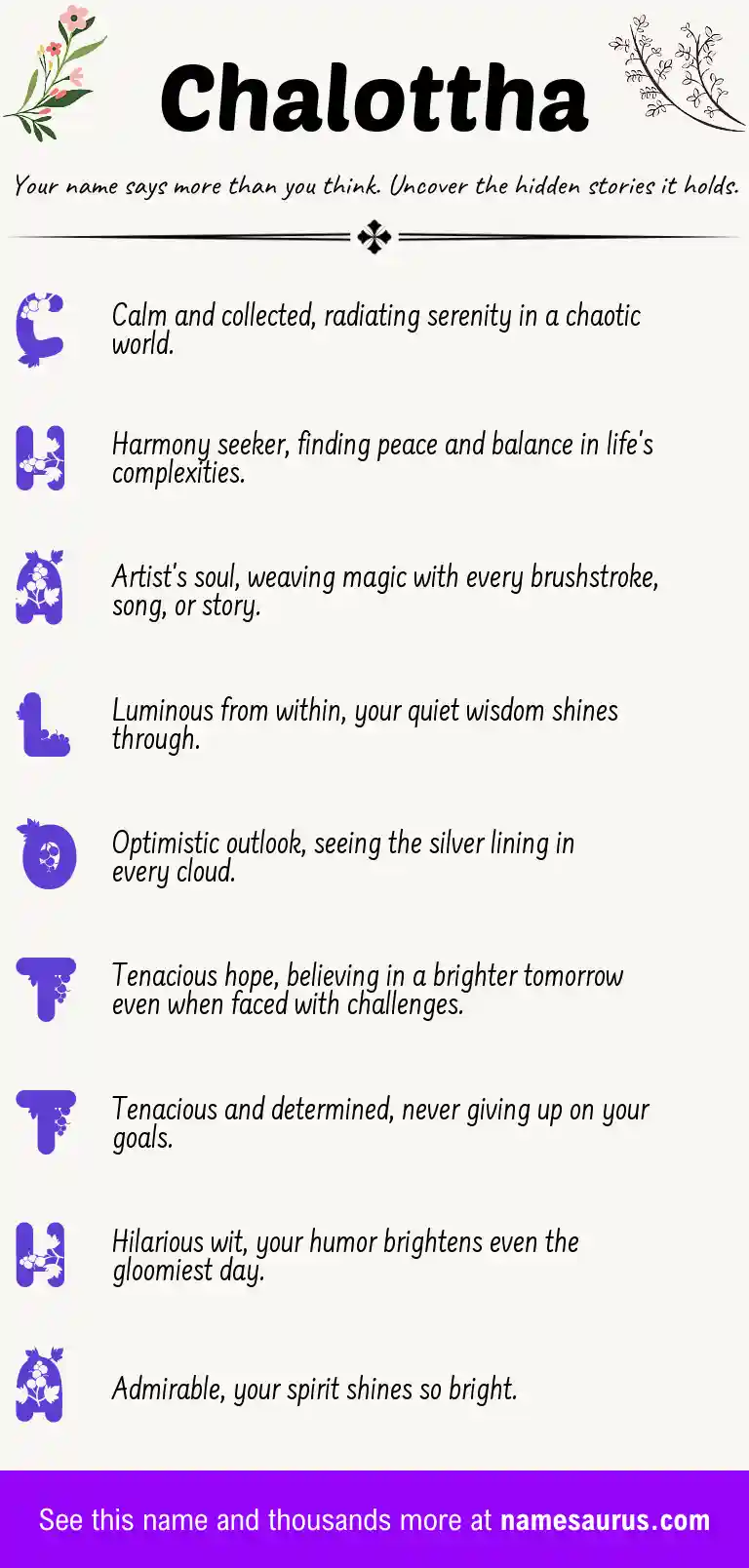 Acrostic poem about Chalottha.