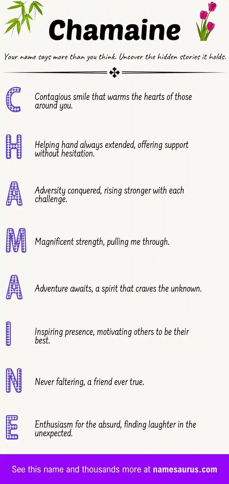 Acrostic poem about Chamaine.