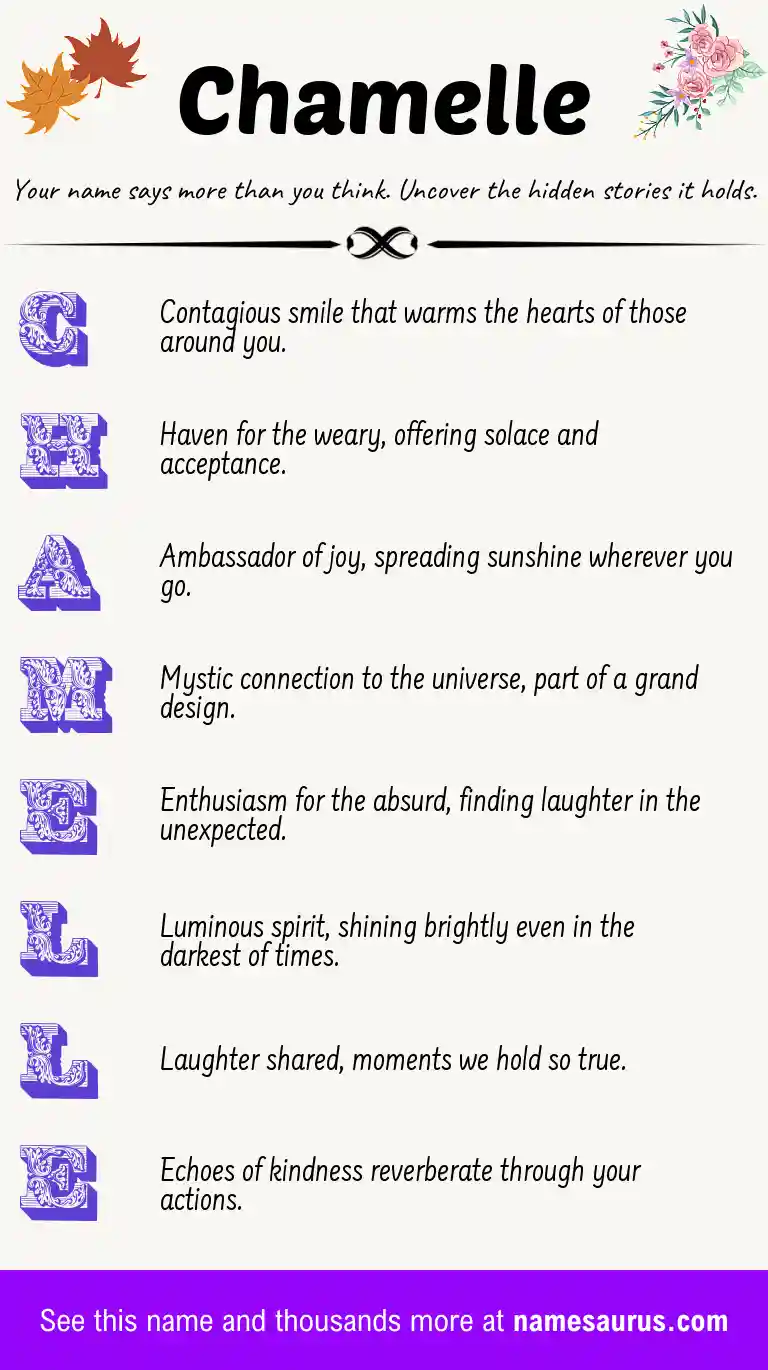 Acrostic poem about Chamelle.