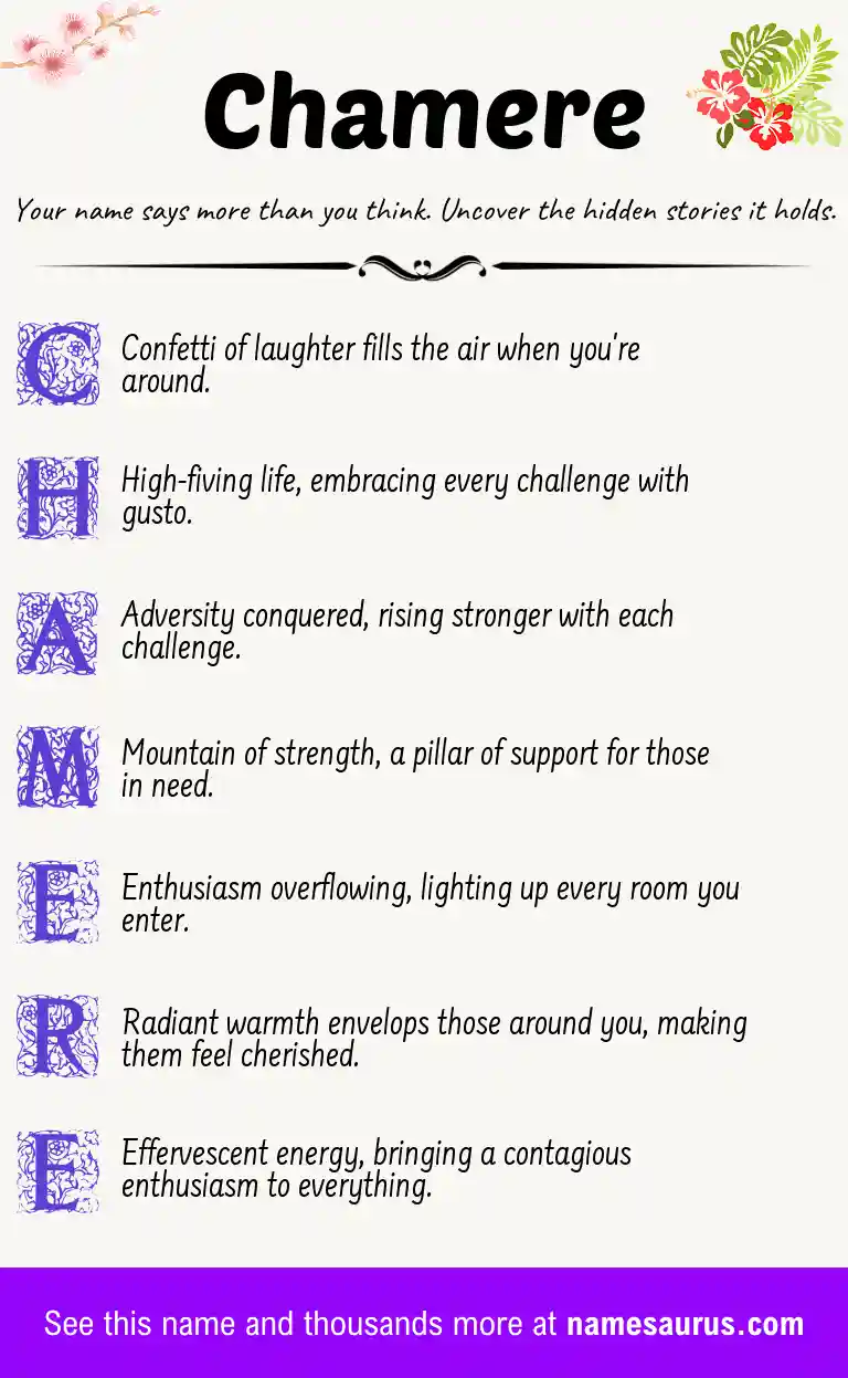 Acrostic poem about Chamere.