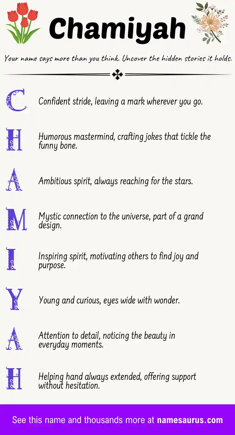 Acrostic poem about Chamiyah.