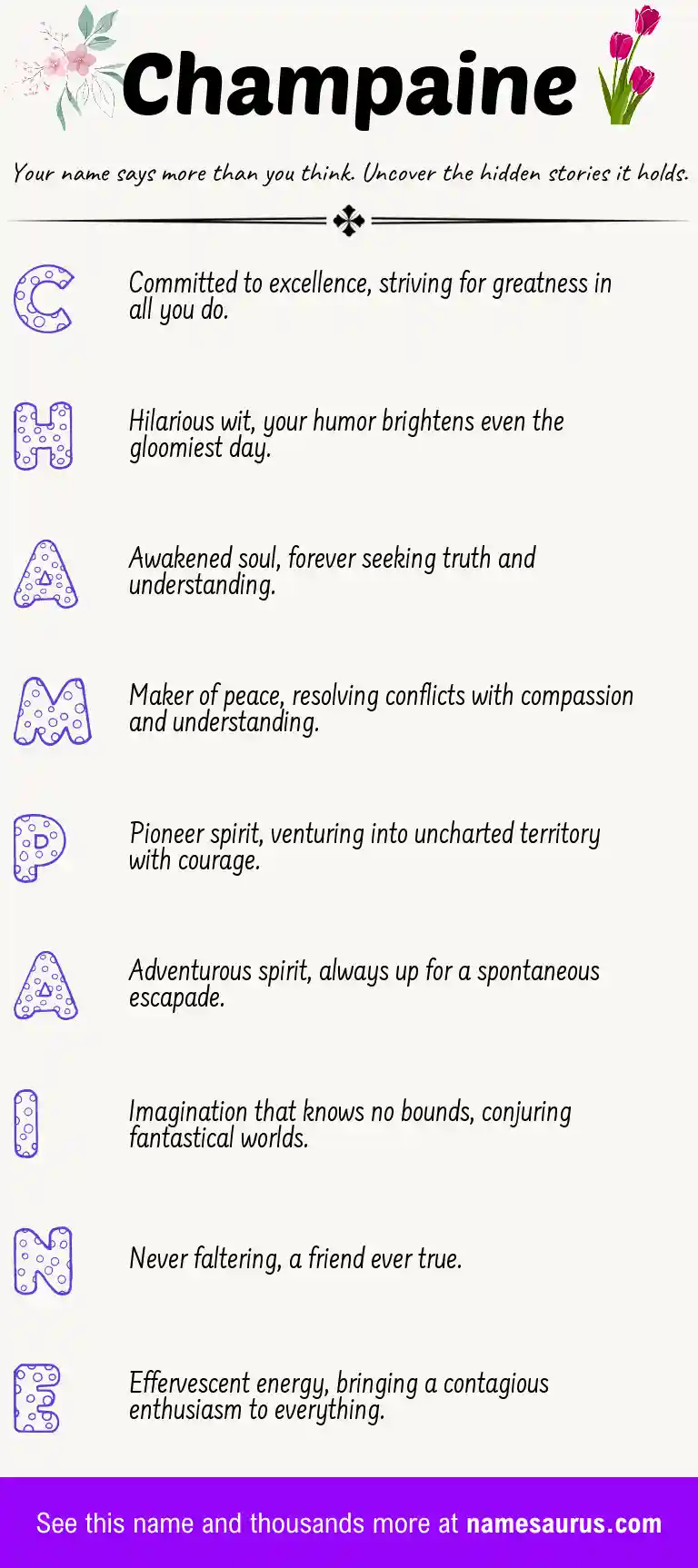 Acrostic poem about Champaine.