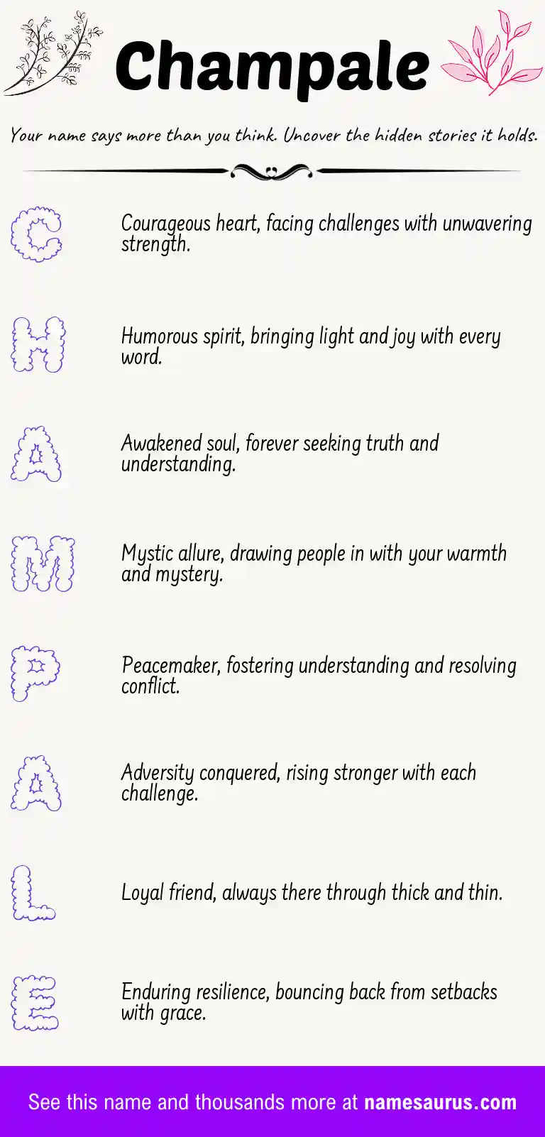 Acrostic poem about Champale.