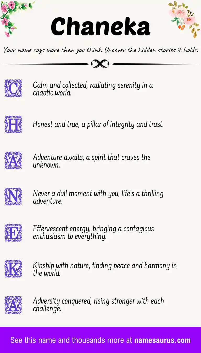 Acrostic poem about Chaneka.