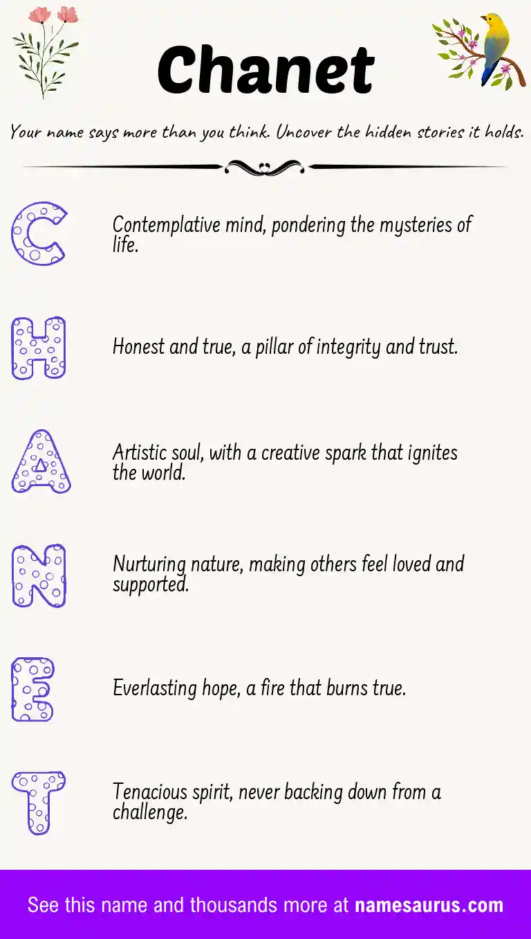 Acrostic poem about Chanet.