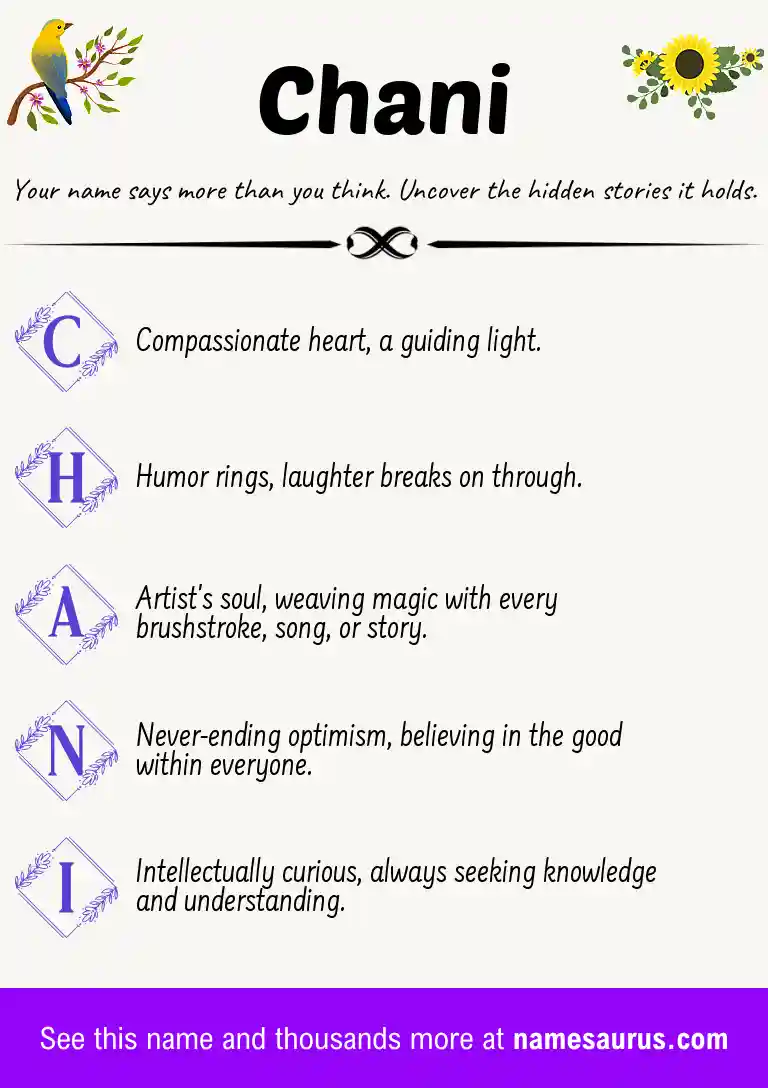 Acrostic poem about Chani.