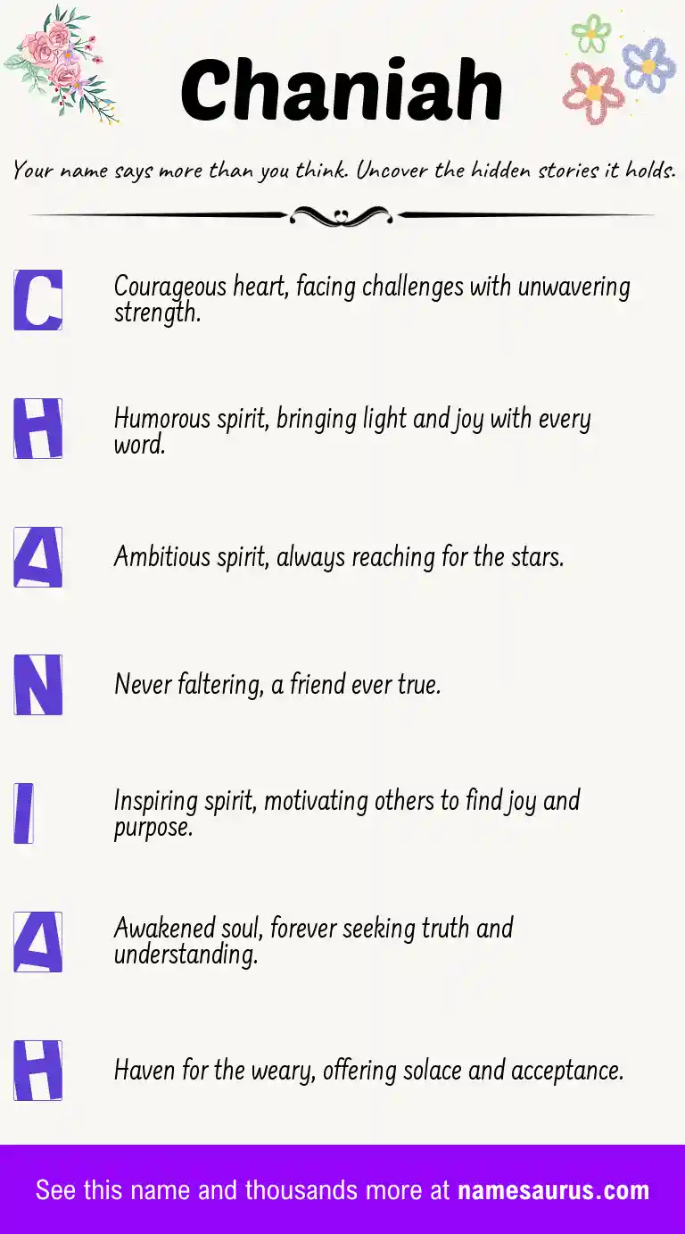 Acrostic poem about Chaniah.