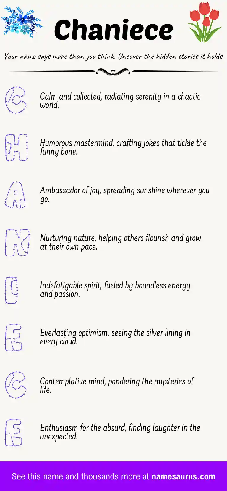 Acrostic poem about Chaniece.