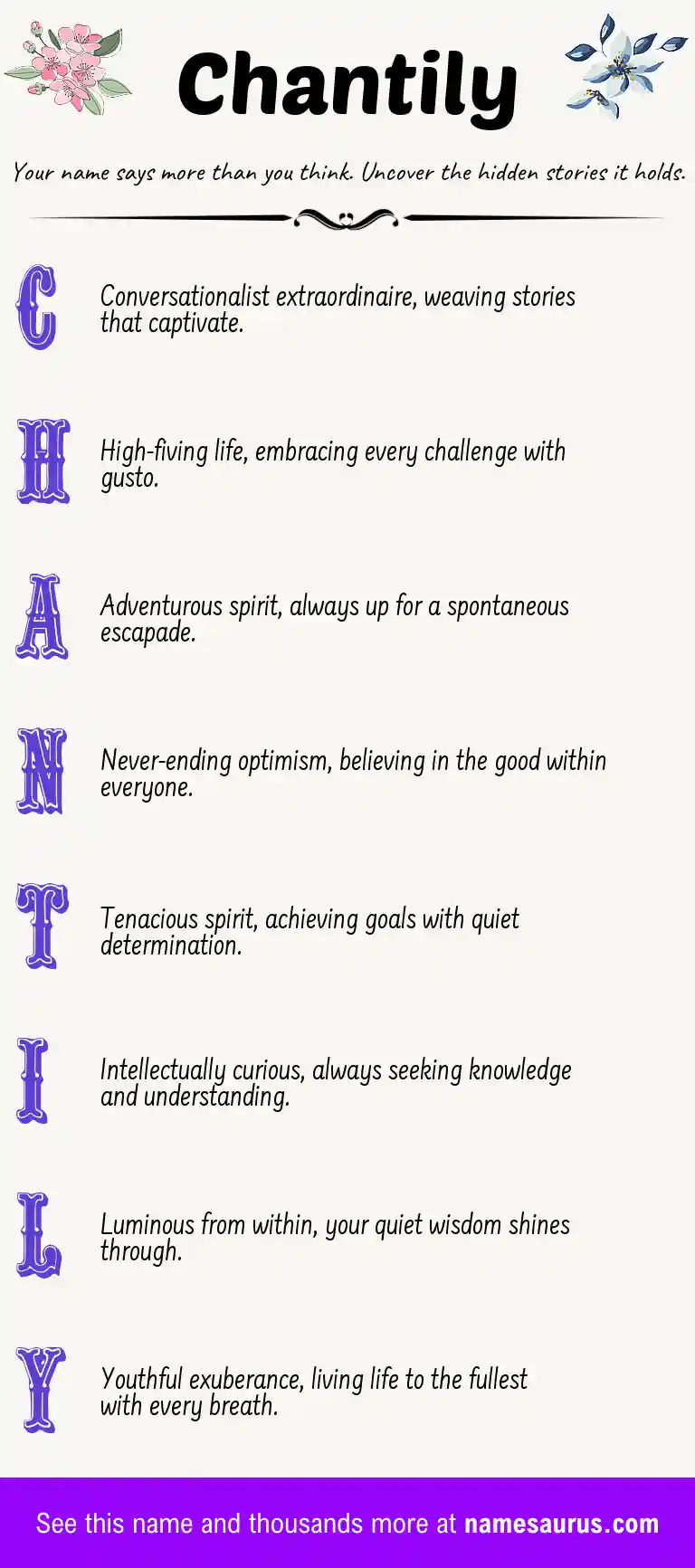Acrostic poem about Chantily.