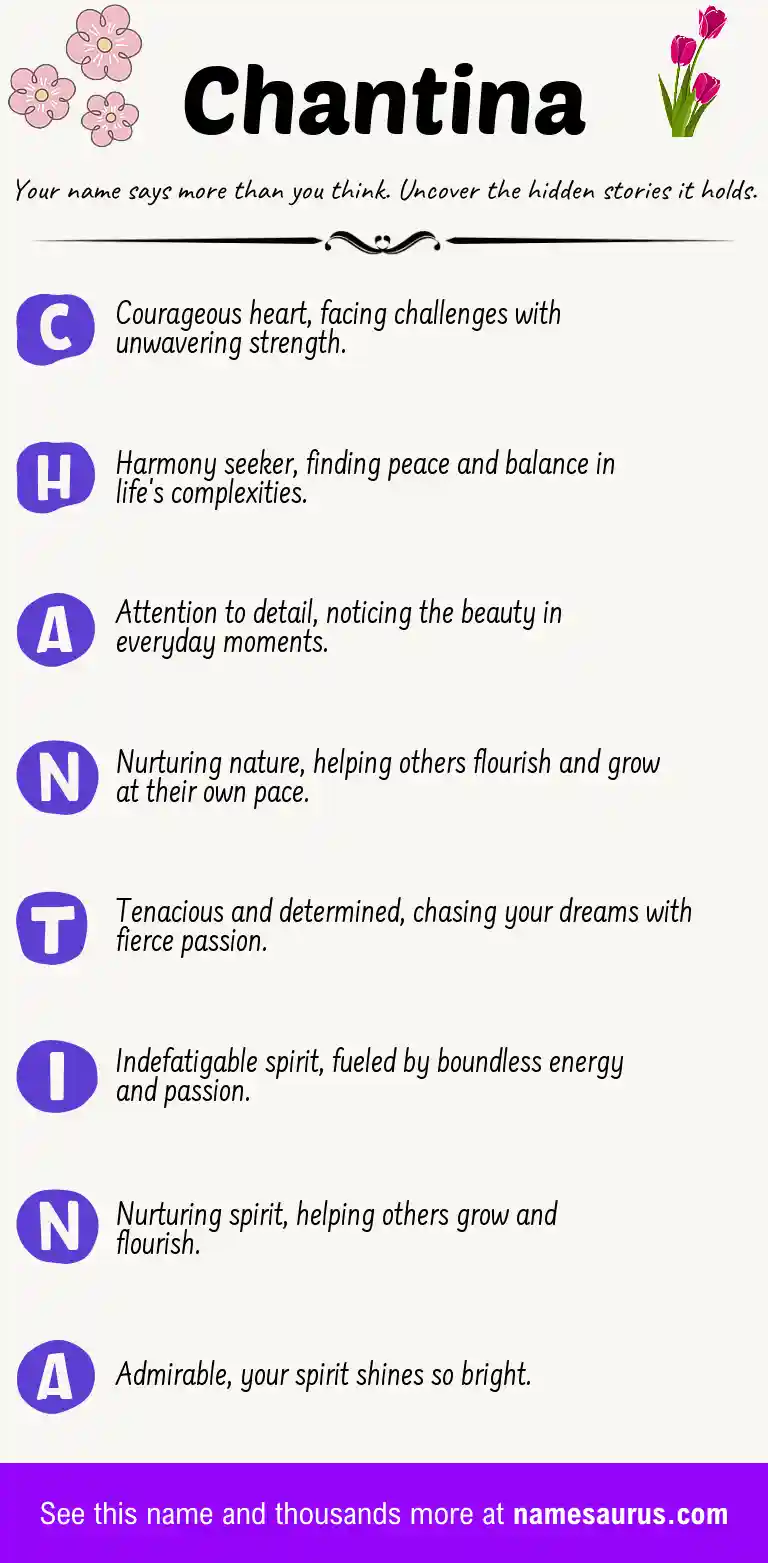 Acrostic poem about Chantina.