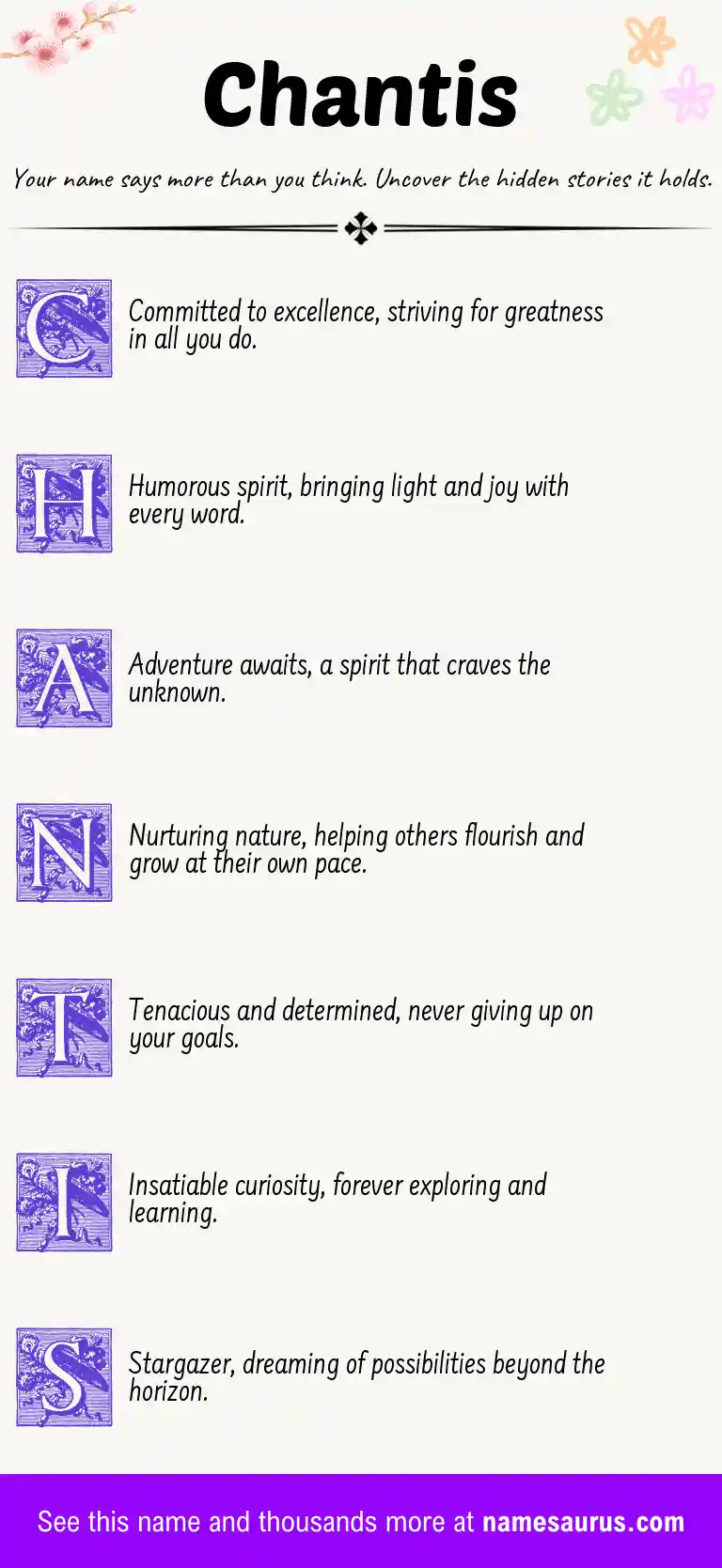 Acrostic poem about Chantis.