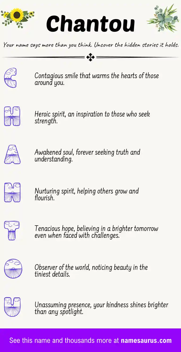 Acrostic poem about Chantou.