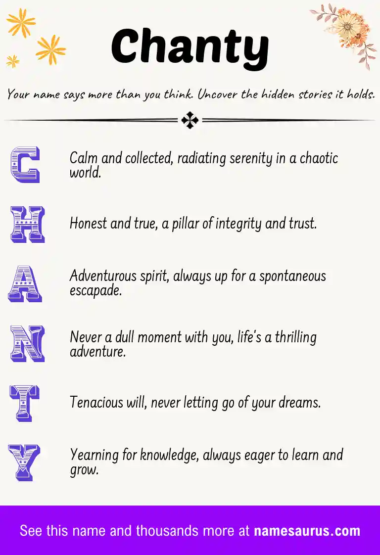 Acrostic poem about Chanty.