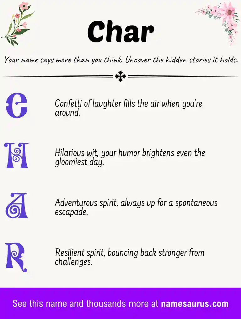 Acrostic poem about Char.
