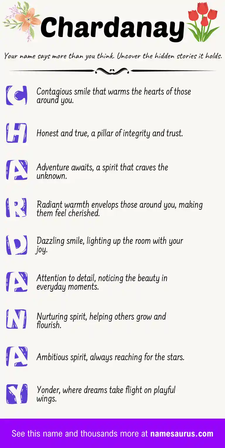 Acrostic poem about Chardanay.