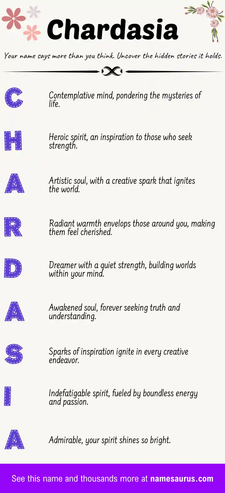 Acrostic poem about Chardasia.