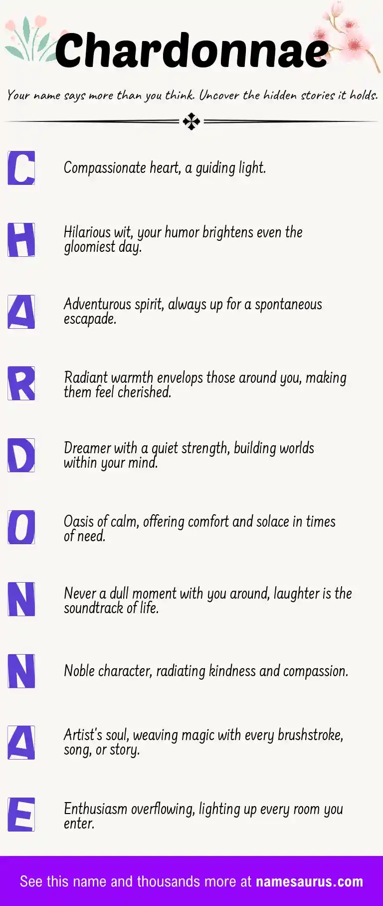 Acrostic poem about Chardonnae.