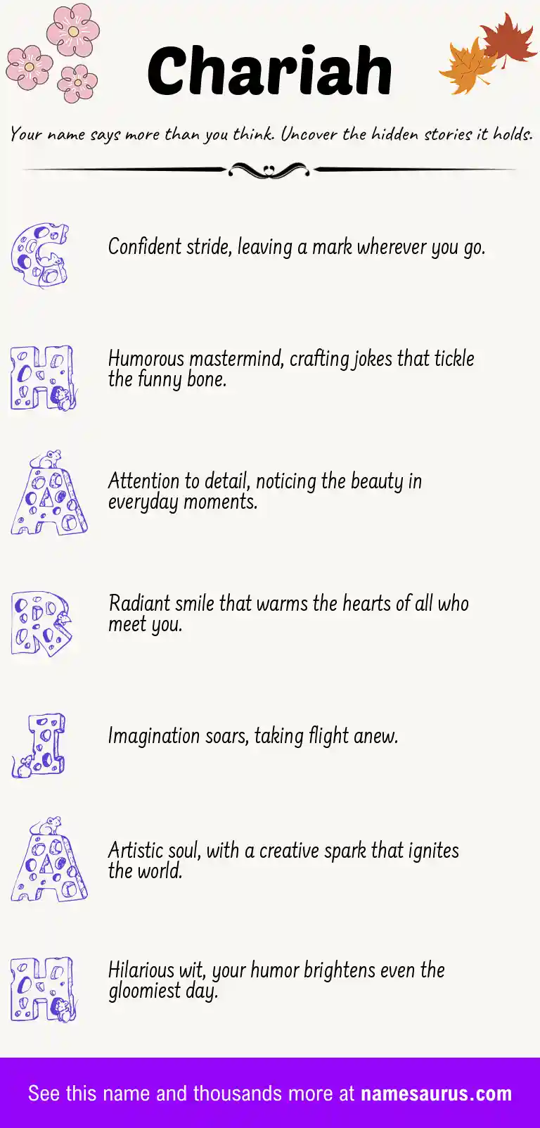 Acrostic poem about Chariah.