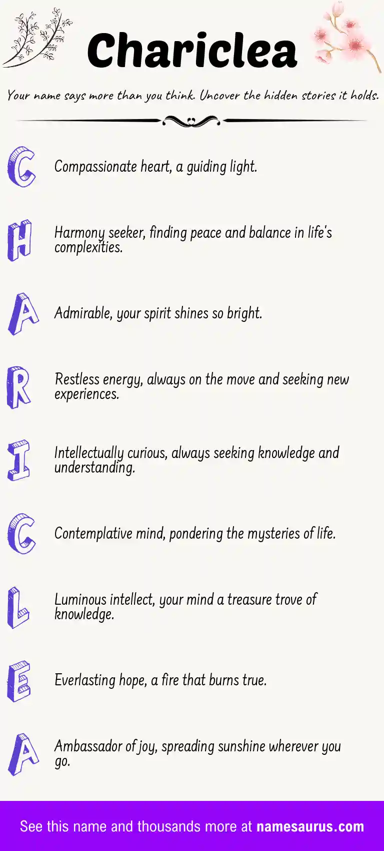 Acrostic poem about Chariclea.