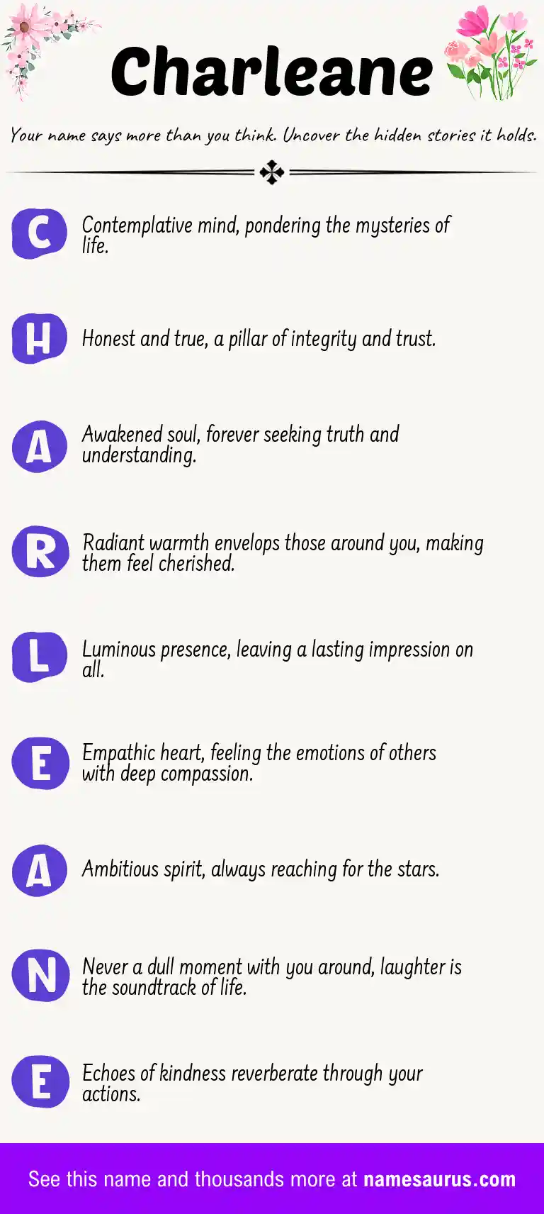 Acrostic poem about Charleane.