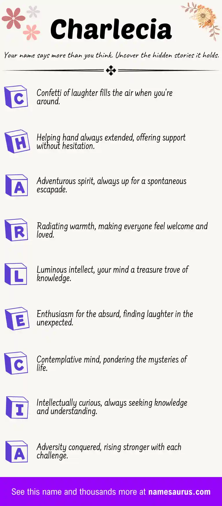 Acrostic poem about Charlecia.