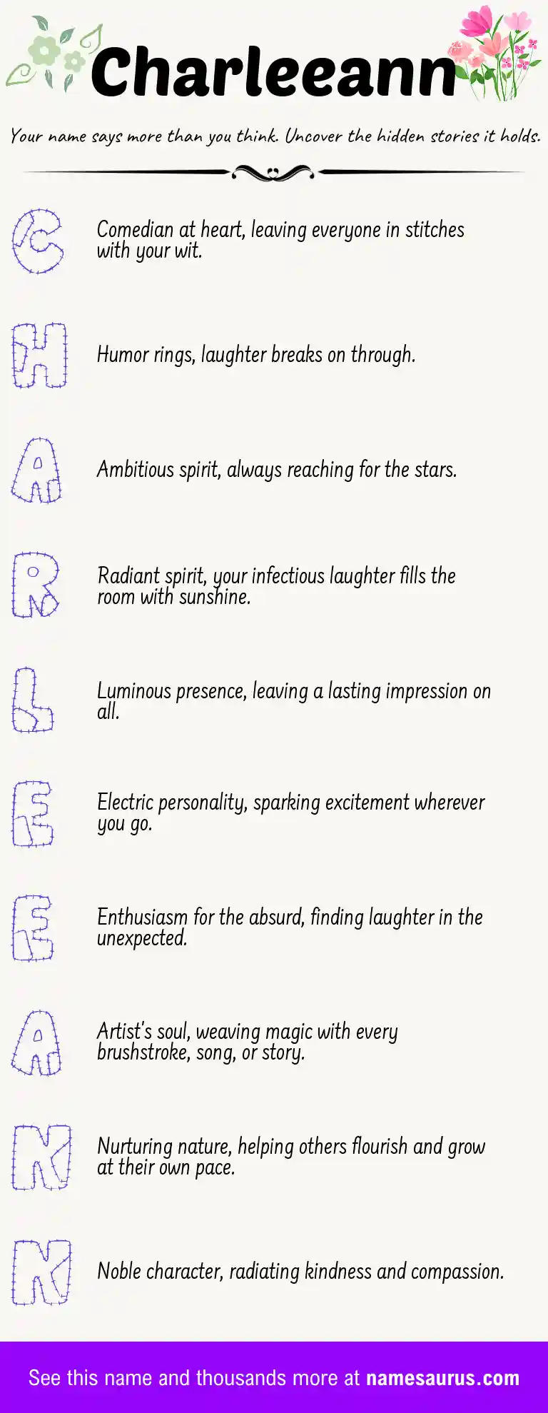 Acrostic poem about Charleeann.