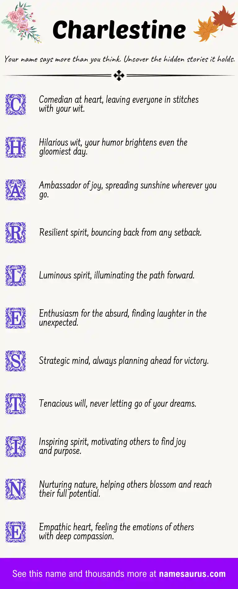 Acrostic poem about Charlestine.