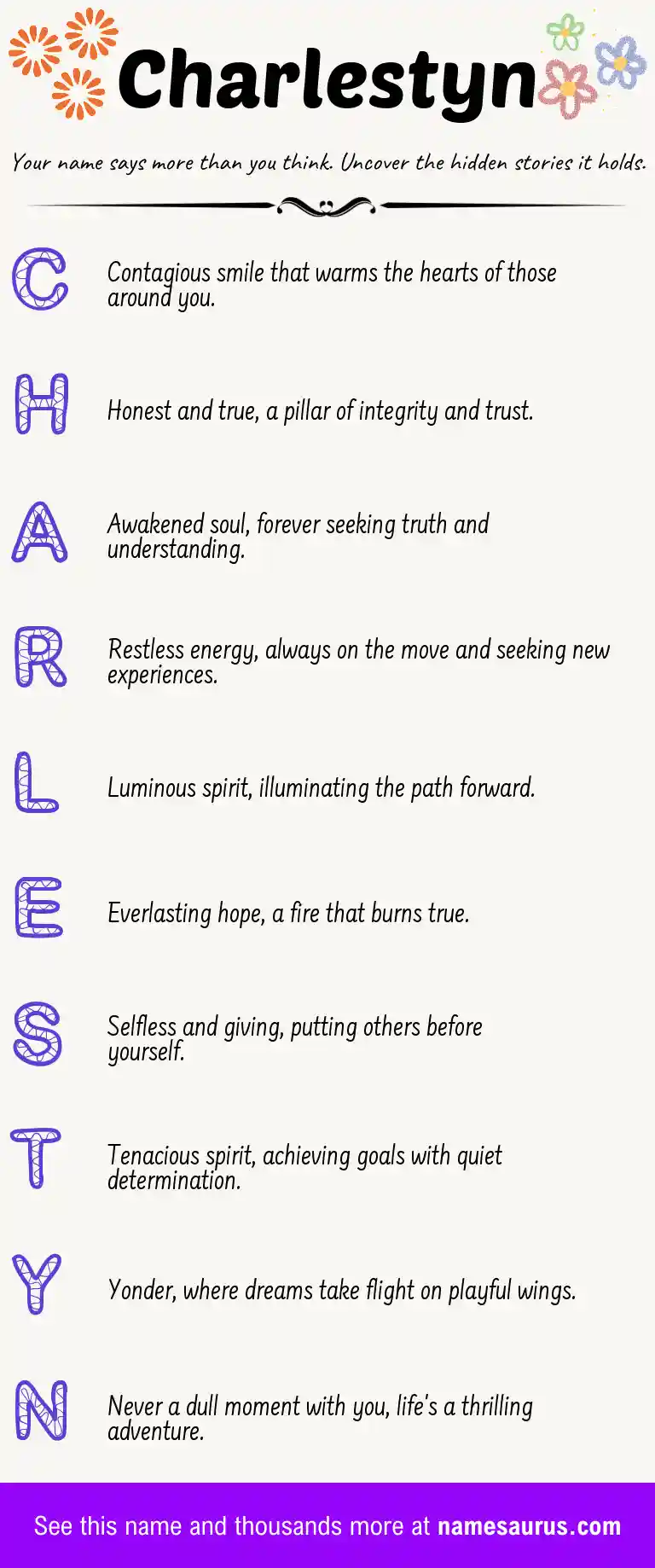 Acrostic poem about Charlestyn.