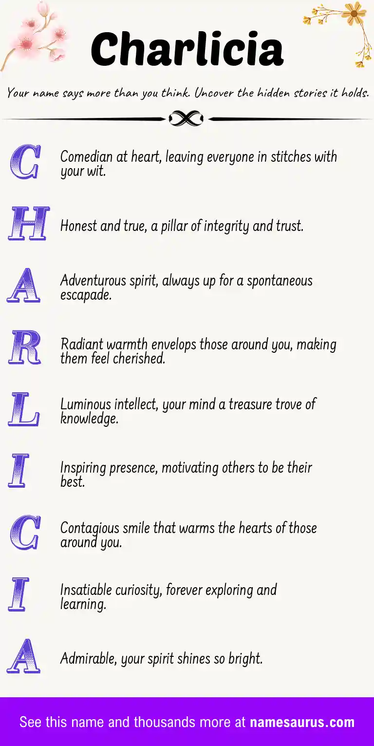 Acrostic poem about Charlicia.