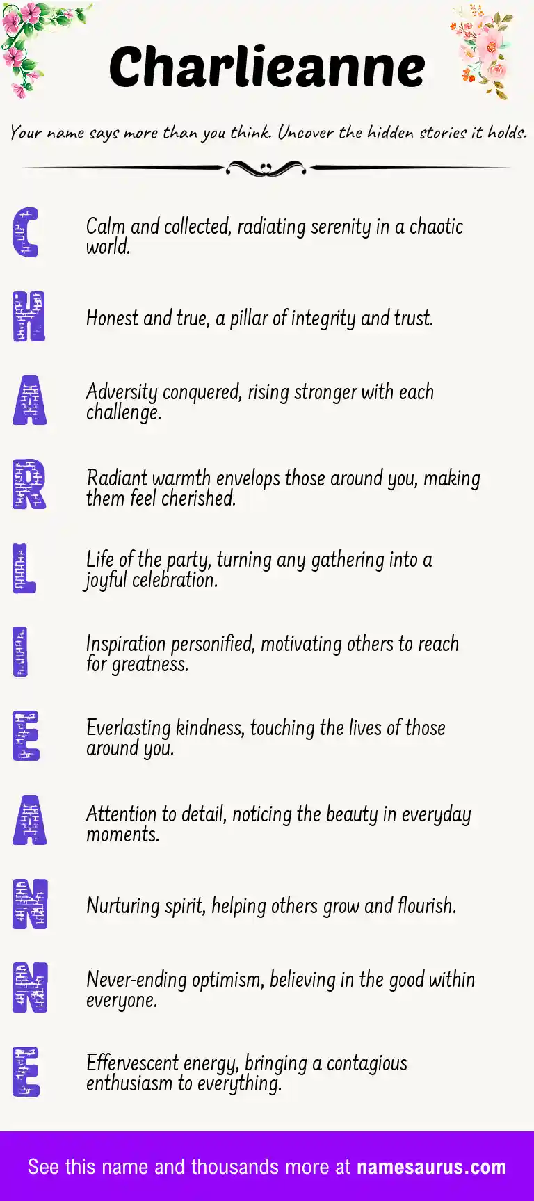 Acrostic poem about Charlieanne.
