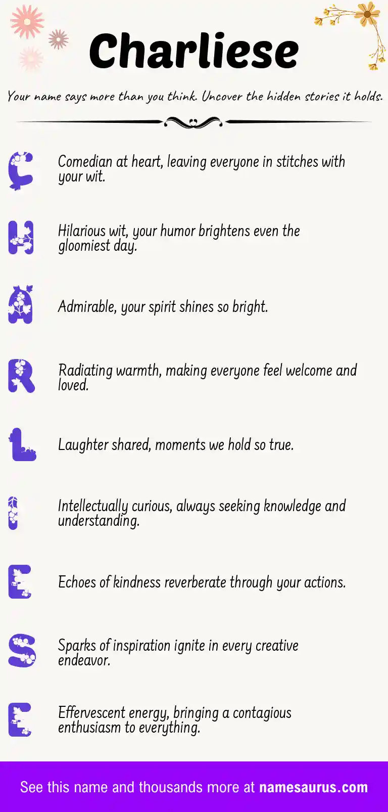 Acrostic poem about Charliese.