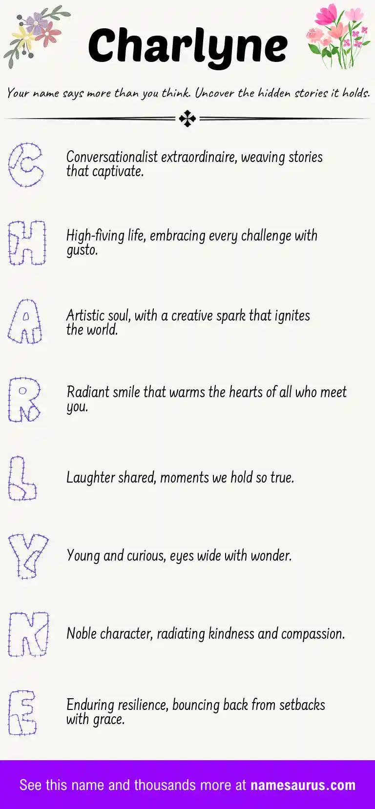 Acrostic poem about Charlyne.