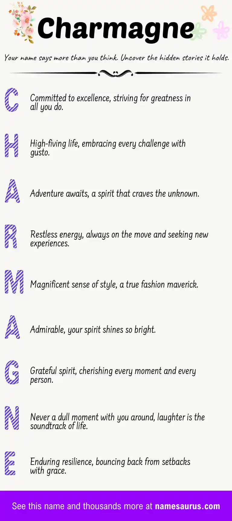 Acrostic poem about Charmagne.