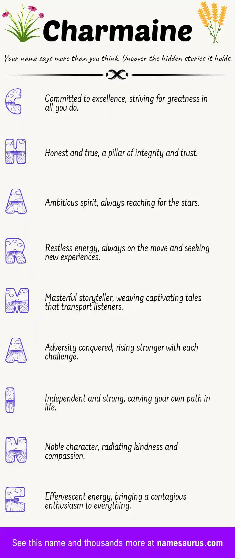 Acrostic poem about Charmaine.
