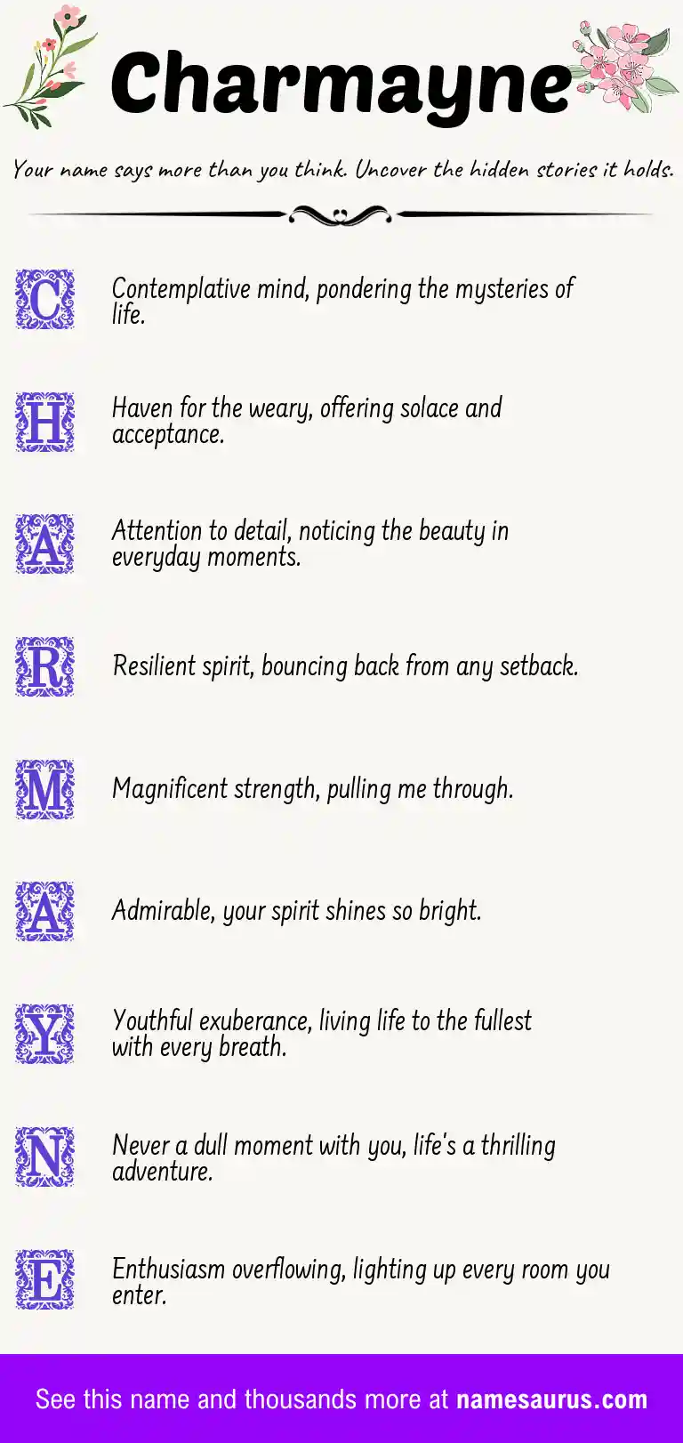 Acrostic poem about Charmayne.