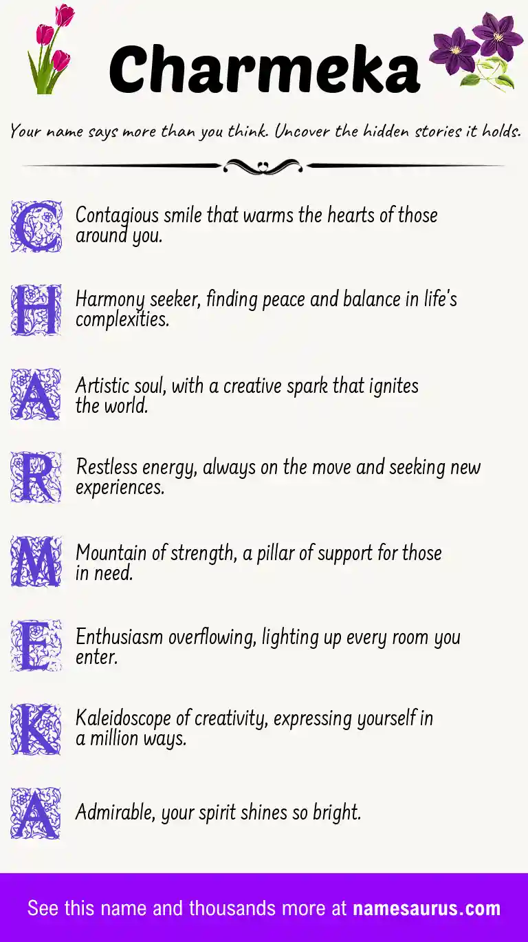 Acrostic poem about Charmeka.