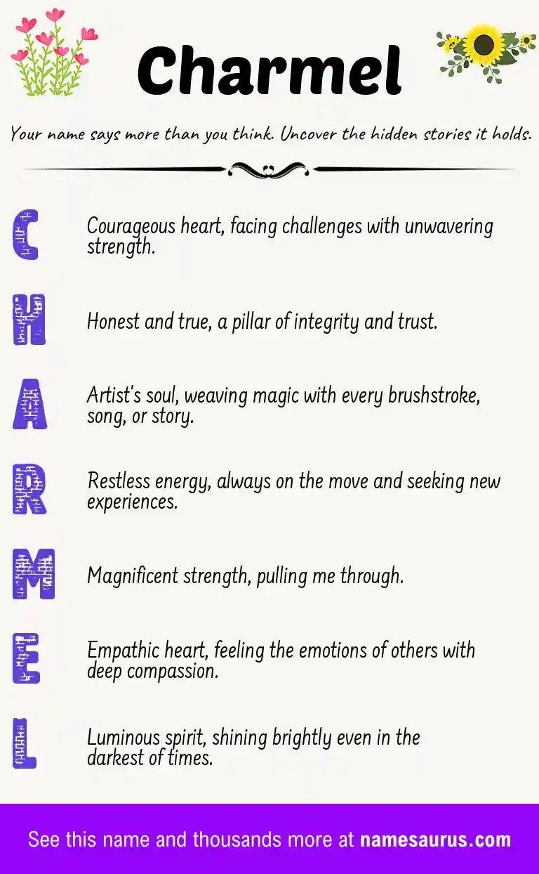 Acrostic poem about Charmel.