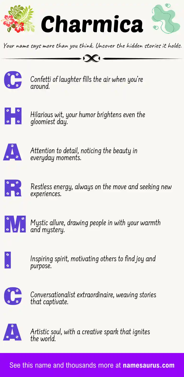 Acrostic poem about Charmica.
