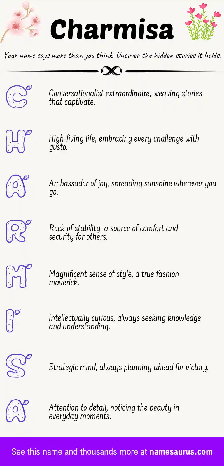 Acrostic poem about Charmisa.