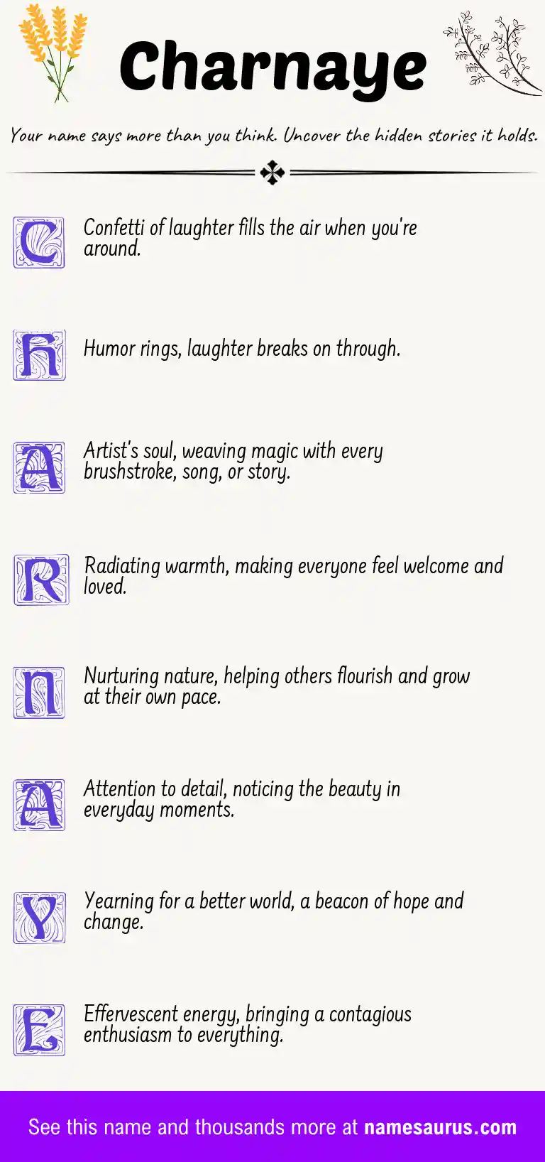 Acrostic poem about Charnaye.
