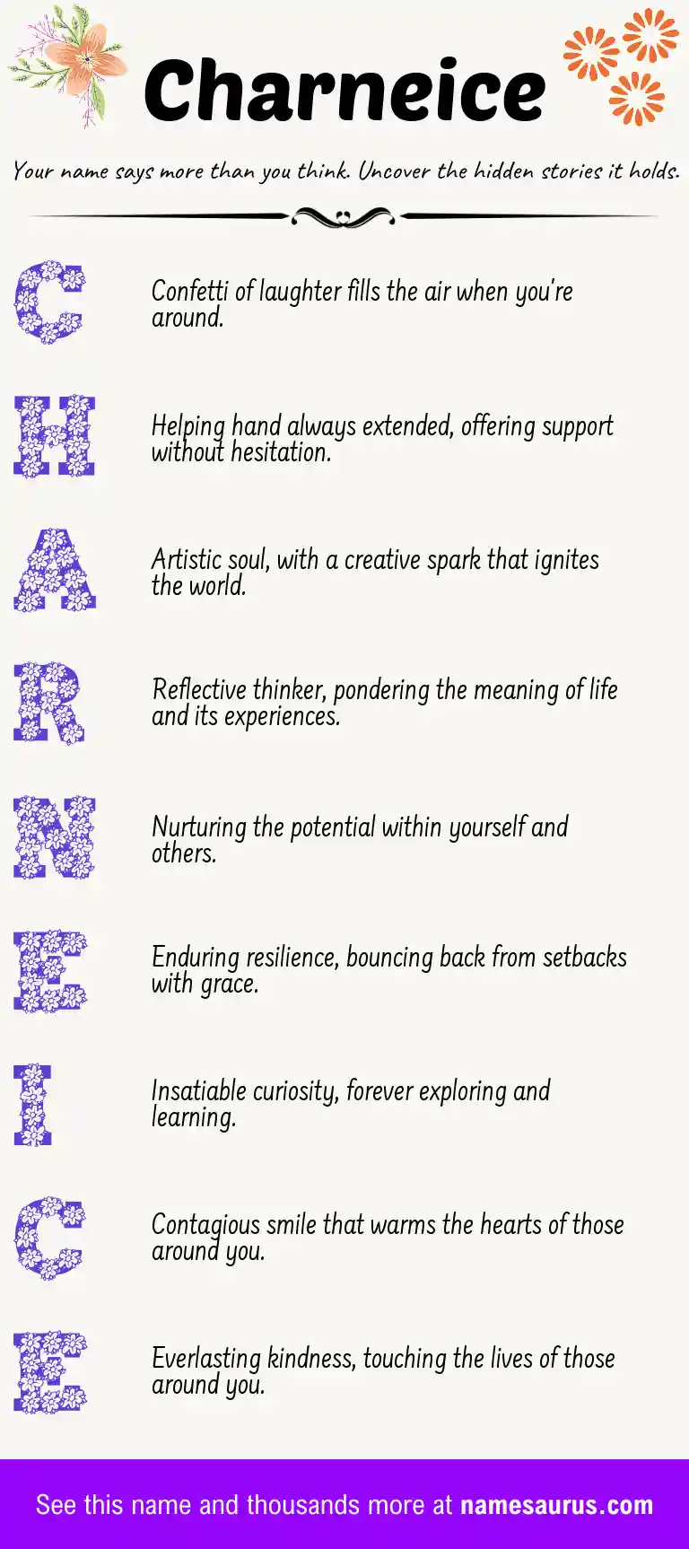 Acrostic poem about Charneice.