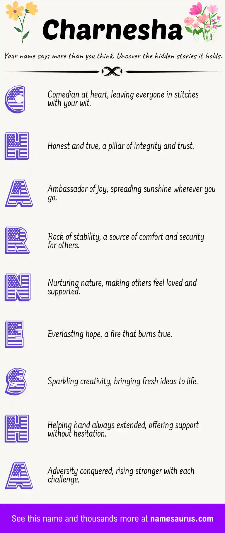 Acrostic poem about Charnesha.