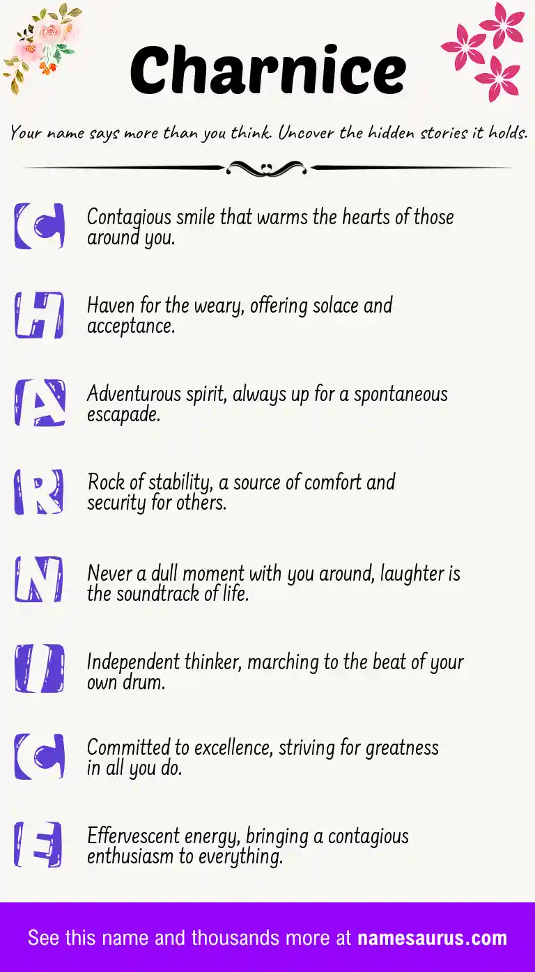 Acrostic poem about Charnice.