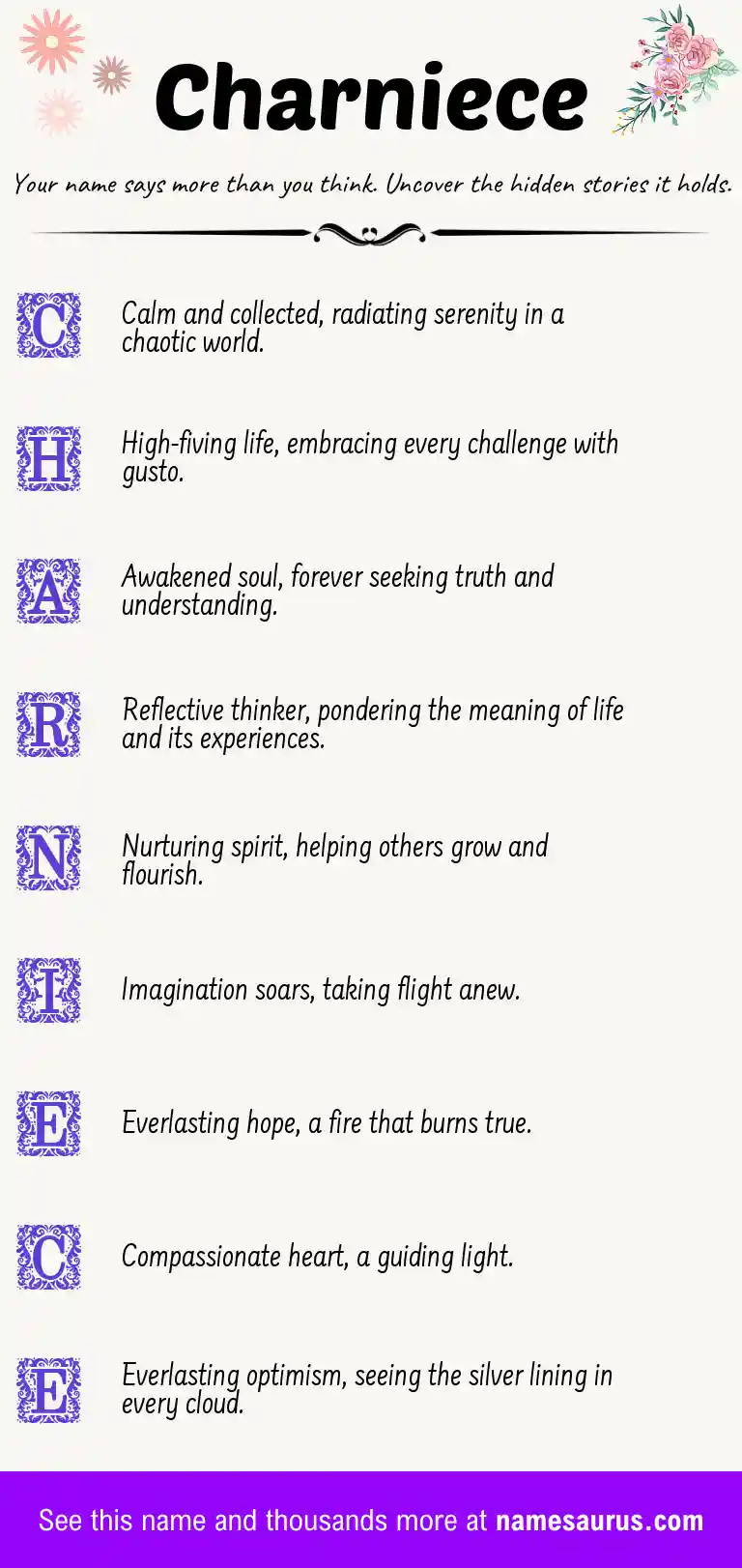 Acrostic poem about Charniece.