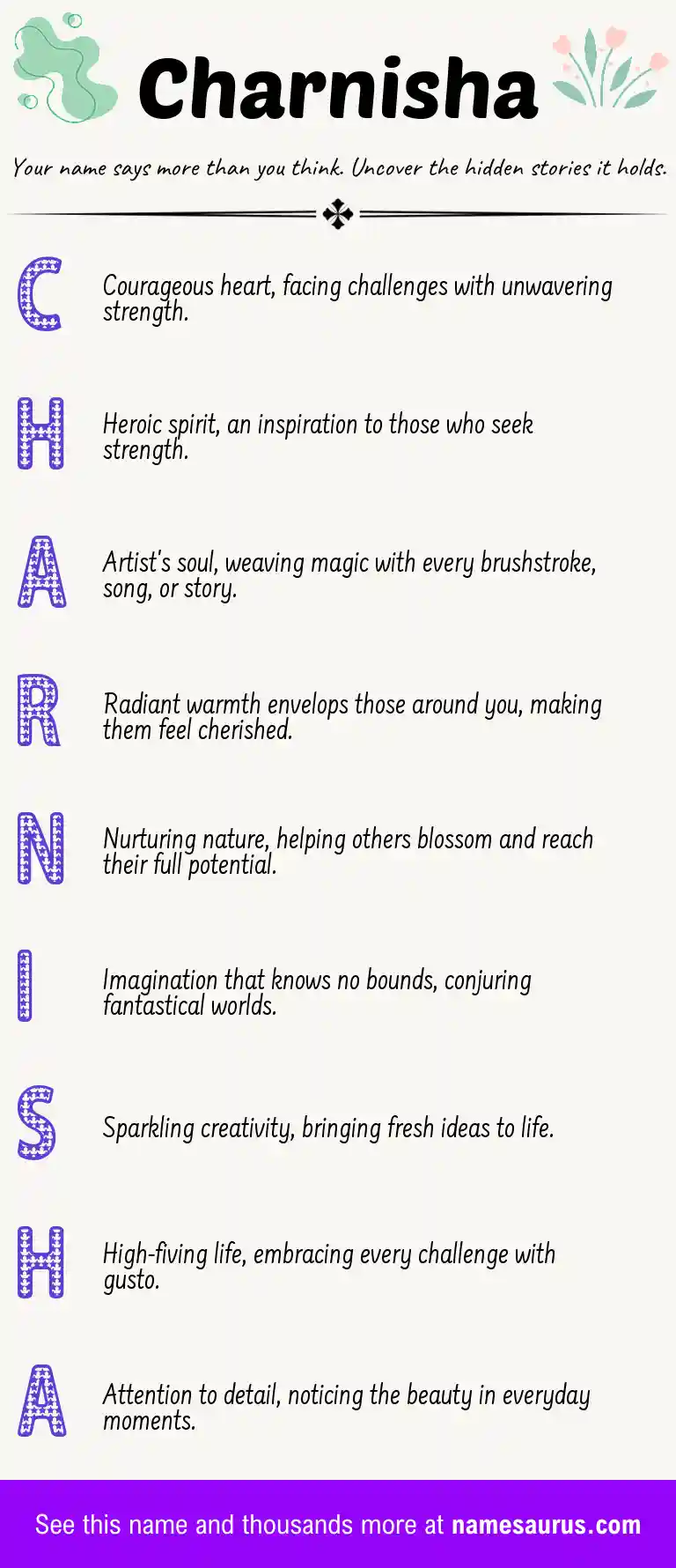 Acrostic poem about Charnisha.