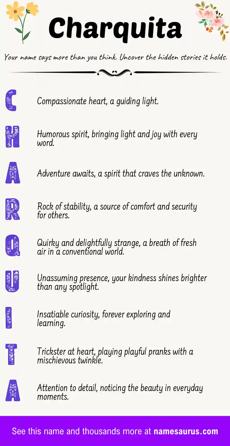 Acrostic poem about Charquita.