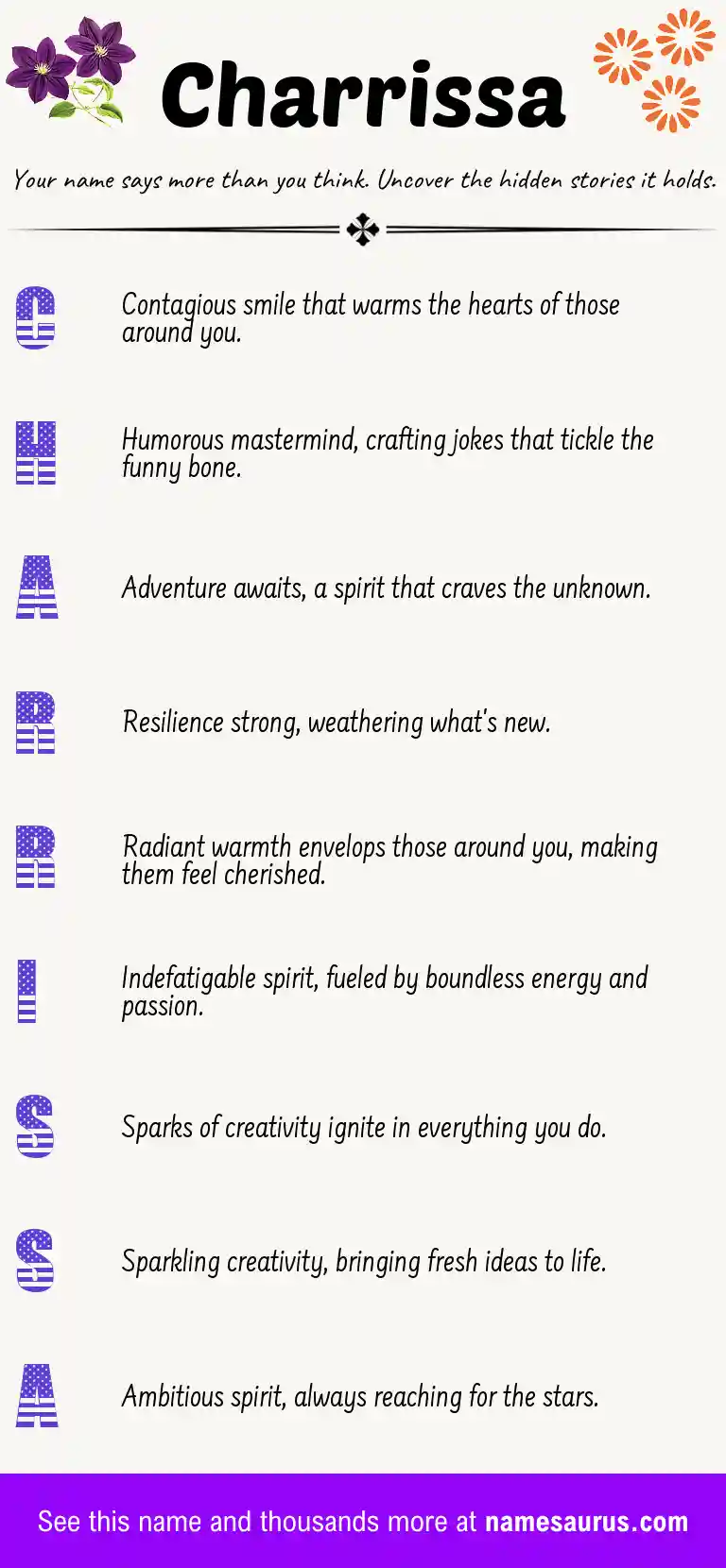 Acrostic poem about Charrissa.
