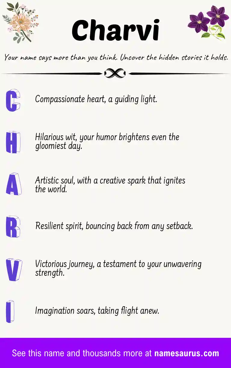 Acrostic poem about Charvi.